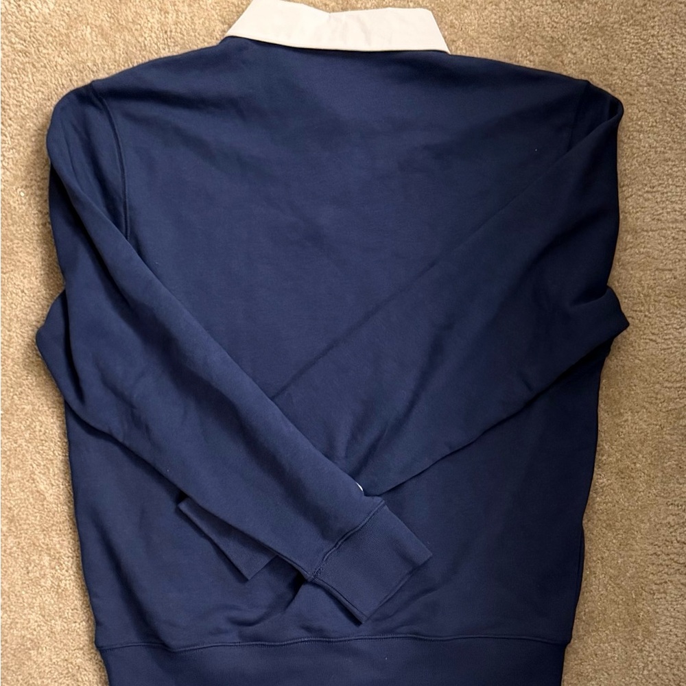 Nike Navy Blue Sweatshirt with White Rugby Collar - Picture 2 of 2